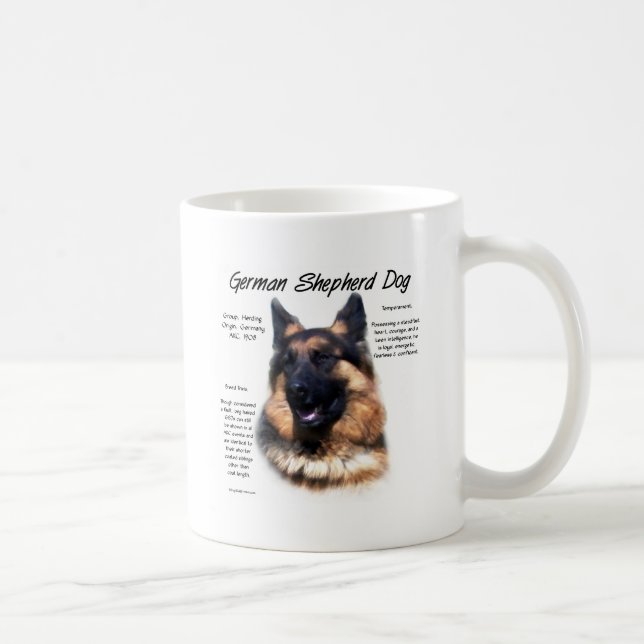 Tysk Shepherd-Hund (långhårig) historikdesign Kaffemugg (Höger)