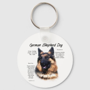 Tysk Shepherd-Hund (långhårig) historikdesign Nyckelring
