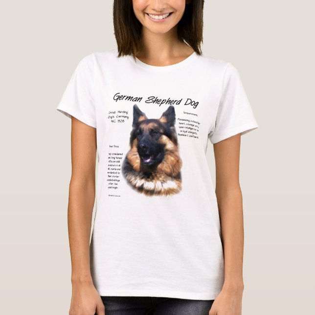 Tysk Shepherd-Hund (långhårig) historikdesign Tee (Framsida)