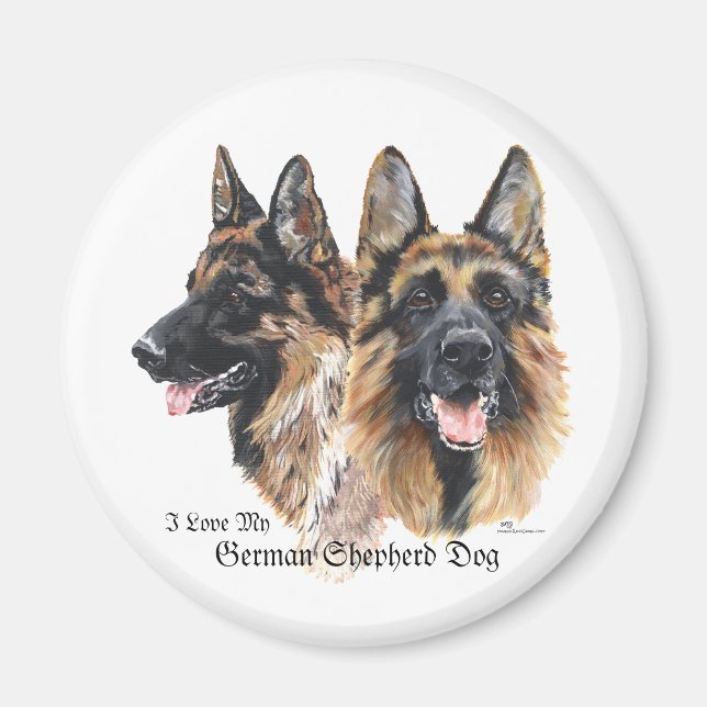 Tysk Shepherd Hund Magnet (Framsidan)