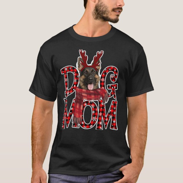 Tysk Shepherd Hund Mamma Buffalo Julafton T Shirt (Framsida)