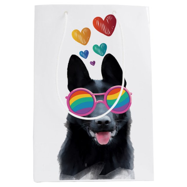 Tysk Shepherd Hund med Hearts Valentine Day (Framsidan)