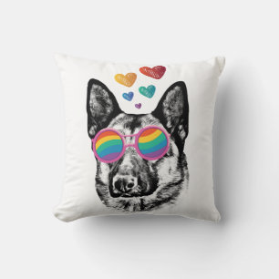 Tysk Shepherd Hund med Hearts Valentine Day Kudde