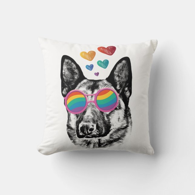 Tysk Shepherd Hund med Hearts Valentine Day Kudde (Framsida)
