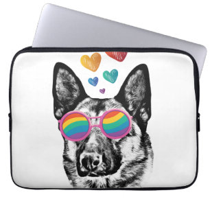 Tysk Shepherd Hund med Hearts Valentine Day Laptop Fodral