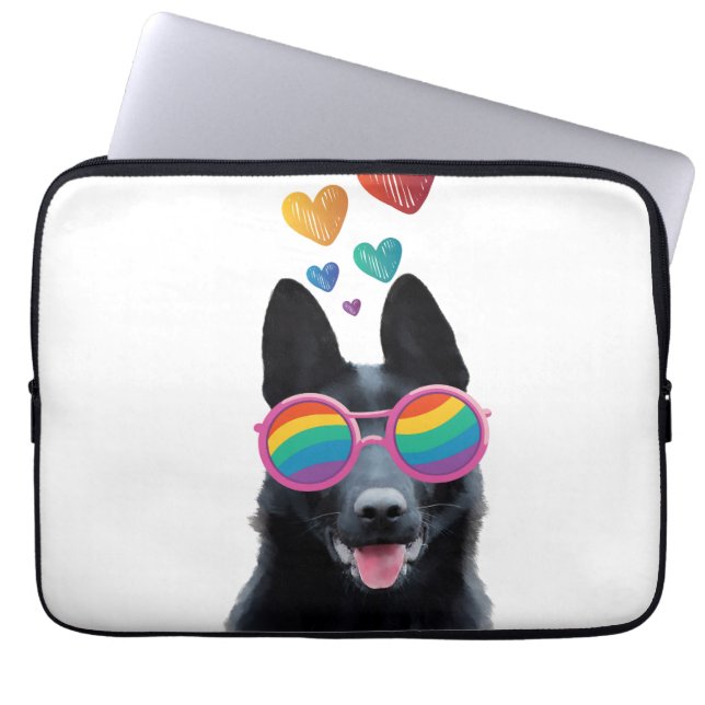 Tysk Shepherd Hund med Hearts Valentine Day Laptop Fodral (Framsidan)