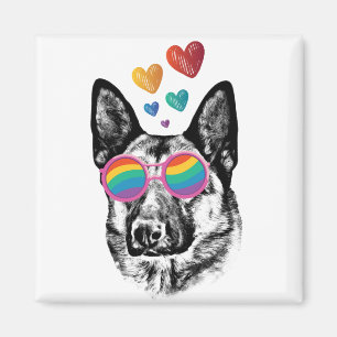 Tysk Shepherd Hund med Hearts Valentine Day Magnet