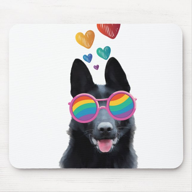 Tysk Shepherd Hund med Hearts Valentine Day Musmatta (Framsidan)