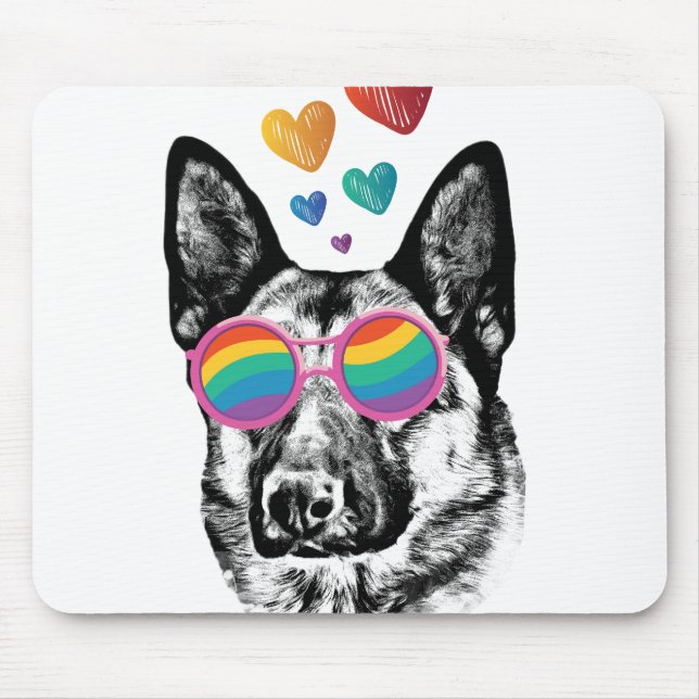 Tysk Shepherd Hund med Hearts Valentine Day Musmatta (Framsidan)