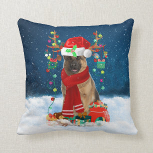 Tysk Shepherd-hund med julklappar Kudde