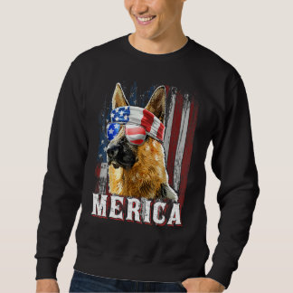 Tysk Shepherd Hund Merica 4:e juli American Fl Lång Ärmad Tröja