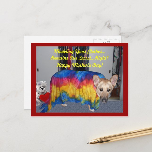 Tysk Shepherd Hund Modeling Mors dag Vykort (Fram/Back In Situ)