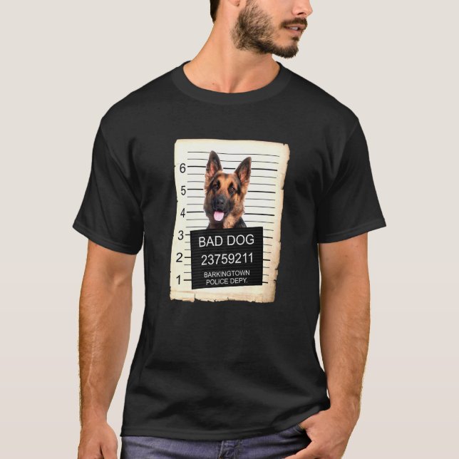 Tysk Shepherd Hund Mugg Shot Bad Hund T Shirt (Framsida)