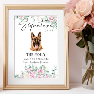 Tysk Shepherd Hund Namnteckning Drink-tecken Poster