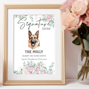 Tysk Shepherd Hund Namnteckning Drink-tecken Poster