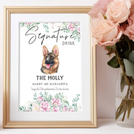 Tysk Shepherd Hund Namnteckning Drink-tecken Poster