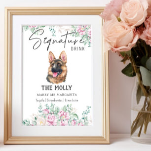 Tysk Shepherd Hund Namnteckning Drink-tecken Poster