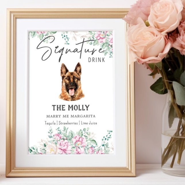 Tysk Shepherd Hund Namnteckning Drink-tecken Poster (Skapare uppladdad)