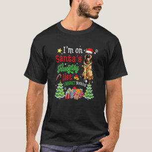 Tysk Shepherd Hund på Santa's Naughty List Julafto T Shirt