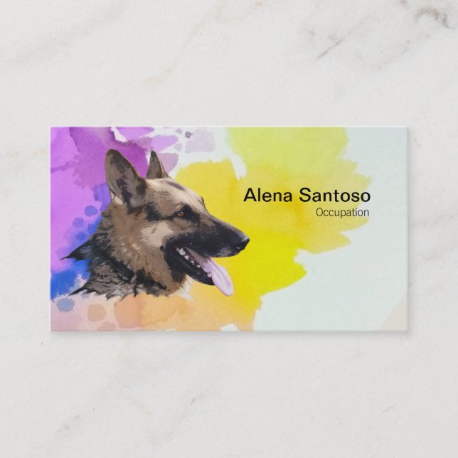 Tysk Shepherd Hund Painting Visitkort (Framsida)