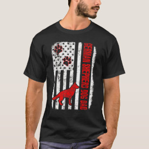 Tysk Shepherd Hund Pappa American Flagga T Shirt