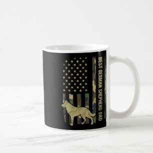 Tysk Shepherd Hund Pappa Camouflage American Flagg Kaffemugg
