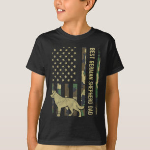 Tysk Shepherd Hund Pappa Camouflage American Flagg T Shirt
