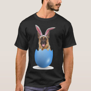 Tysk Shepherd Hund Påskhare Färgad Egg Hunti T Shirt
