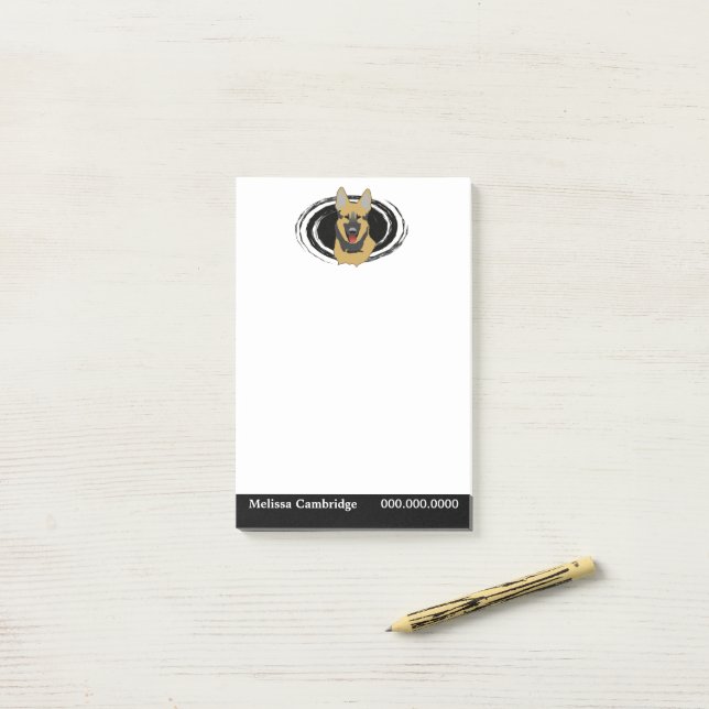 Tysk Shepherd Hund Personlig Post-it Block (På skrivbordet)