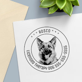 Tysk Shepherd Hund Pet Photo Round Självfärgande Stämpel