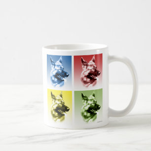 Tysk Shepherd Hund Pop Art Kaffemugg