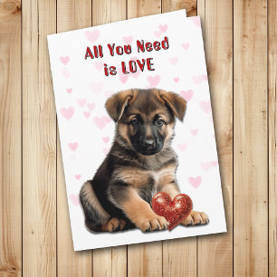Tysk Shepherd Hund Puppy Alla du behöver Valentine Helgkort