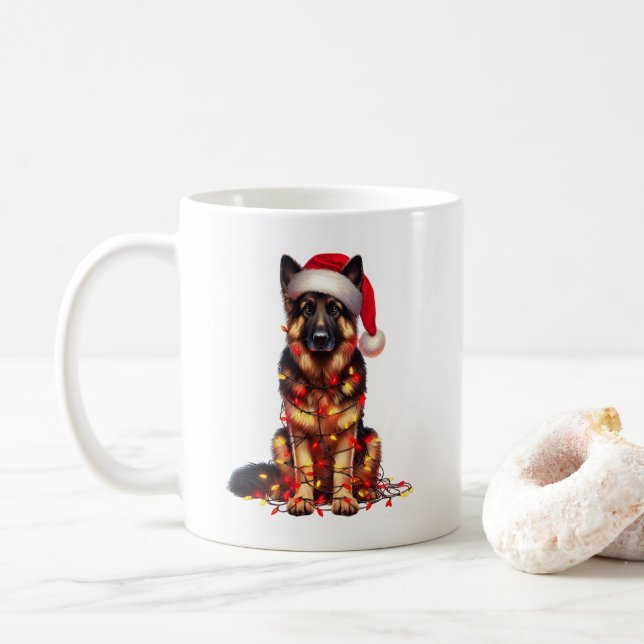 Tysk Shepherd Hund Puppy-jul Kaffemugg (Med munk)