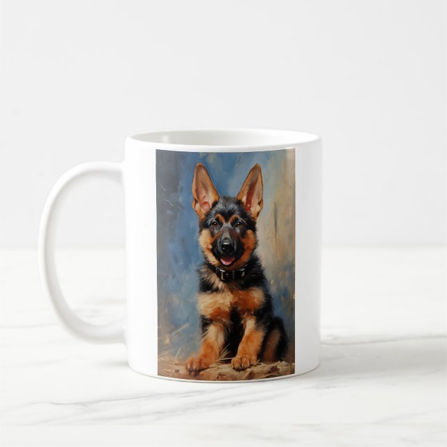 Tysk Shepherd hund puppy Kaffemugg (Vänster)