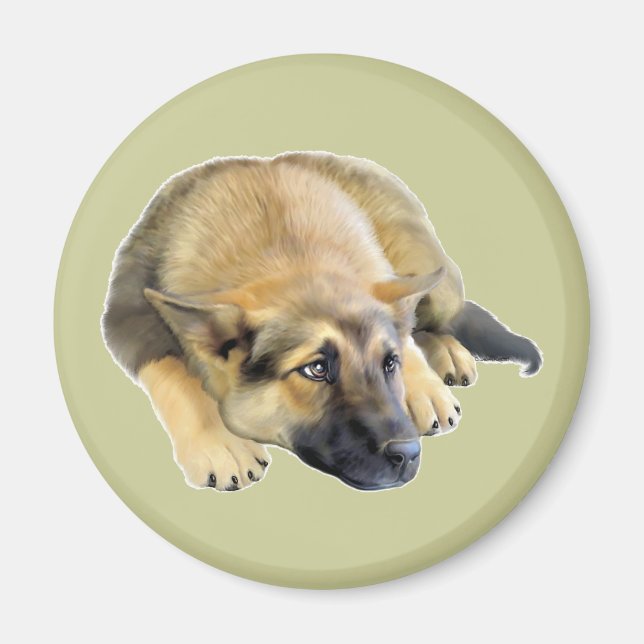 Tysk Shepherd Hund Puppy Magnet (Framsidan)