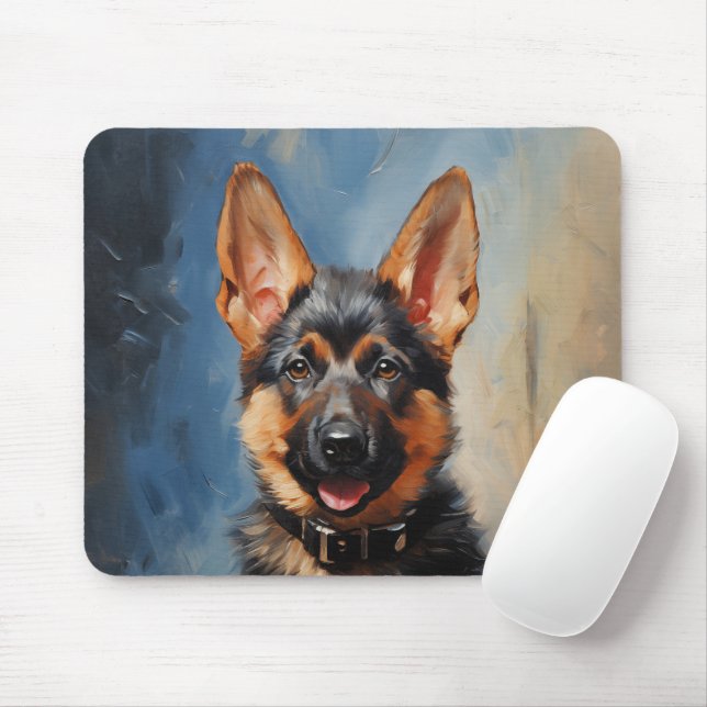 Tysk Shepherd hund puppy Musmatta (Med mus)