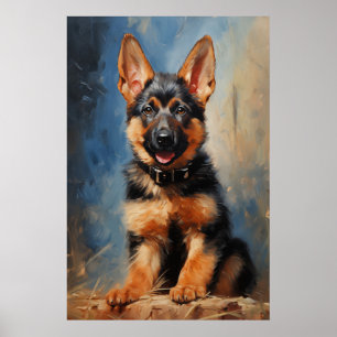 Tysk Shepherd hund puppy Poster