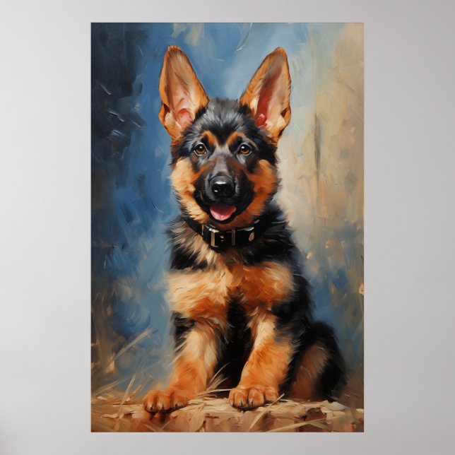 Tysk Shepherd hund puppy Poster (Framsidan)