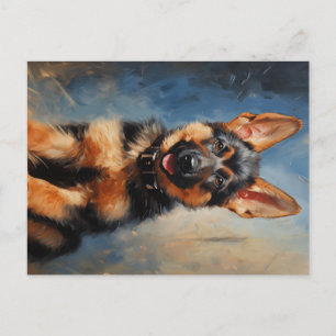 Tysk Shepherd hund puppy Vykort