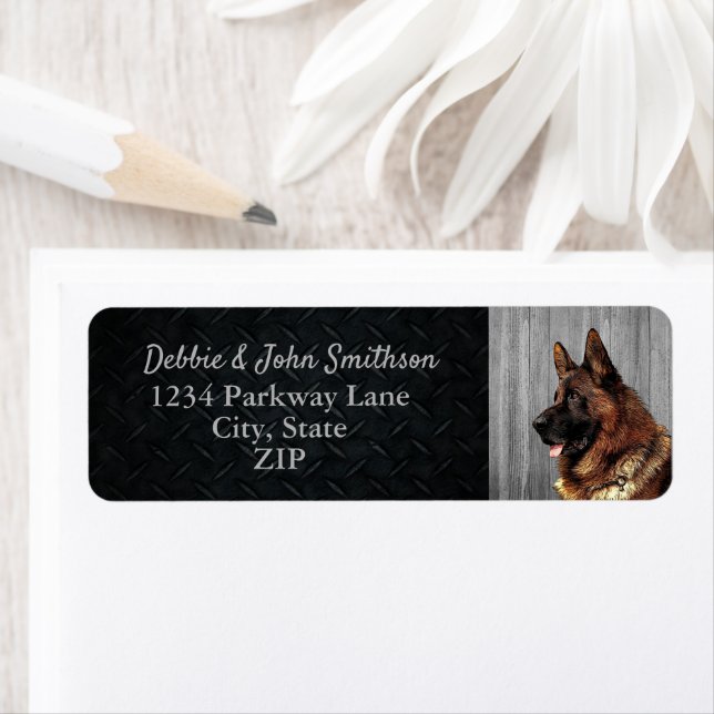 Tysk Shepherd Hund Returadress Animal Cute Etikett (Insitu)