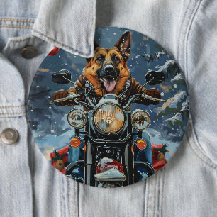 Tysk Shepherd Hund Riding Motorcykel jul Knapp
