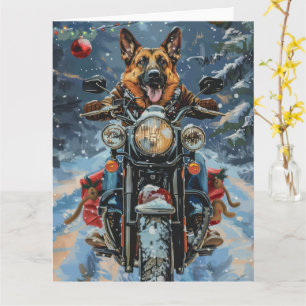 Tysk Shepherd Hund Riding Motorcykel jul Kort