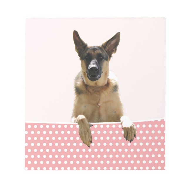 Tysk Shepherd Hund Rosa Polka dots Anteckningsblock (Framsida)