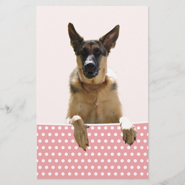 Tysk Shepherd Hund Rosa Polka dots Brevpapper (Framsida)