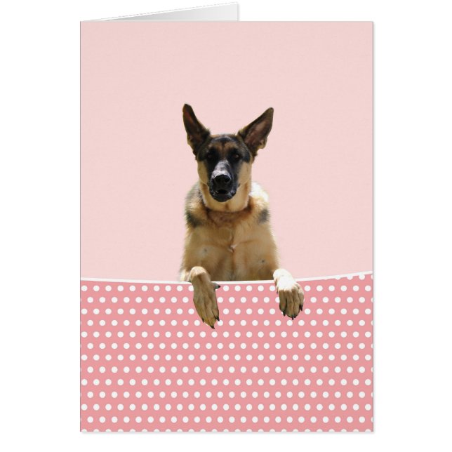 Tysk Shepherd Hund Rosa Polka dots Hälsningskort (Framsidan)