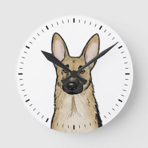 Tysk Shepherd Hund Round Clock Rund Klocka