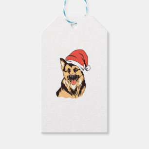 Tysk Shepherd Hund Santa Hat - Finny jul Presentetikett