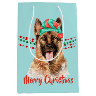 Tysk Shepherd Hund Santa Hat Helgdag String Pärlor
