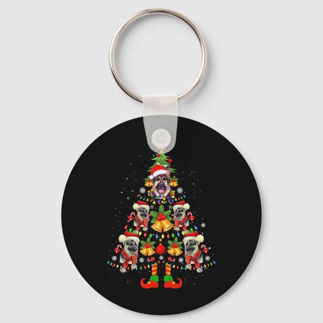 Tysk Shepherd Hund Santa Hat Julgran Julafton Nyckelring (Framsida)
