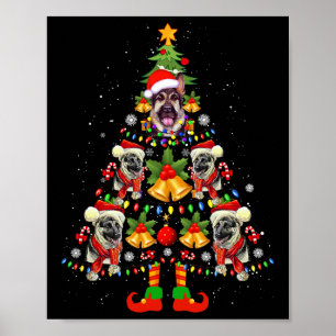 Tysk Shepherd Hund Santa Hat Julgran Julafton Poster
